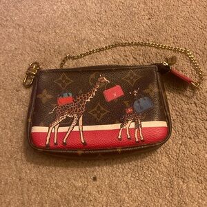 Louis Vuitton Brown Monogram Giraffe Print Mini Pochette - Brown & Red